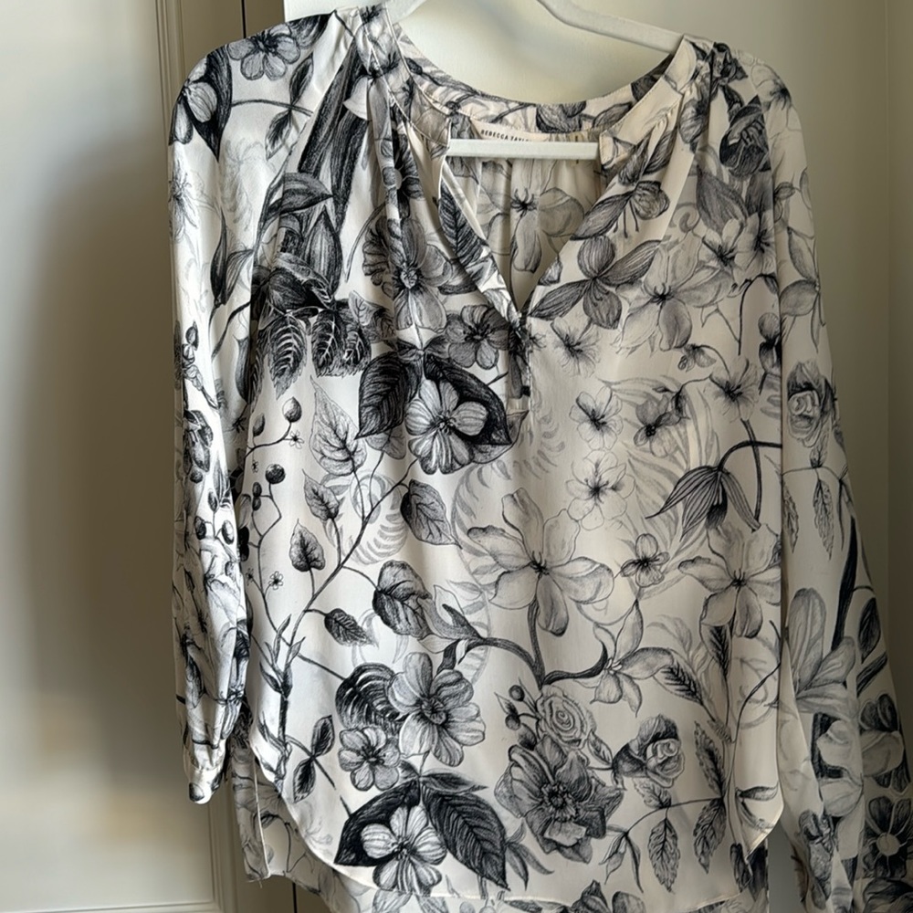 Rebecca Taylor Silk B&W Blouse